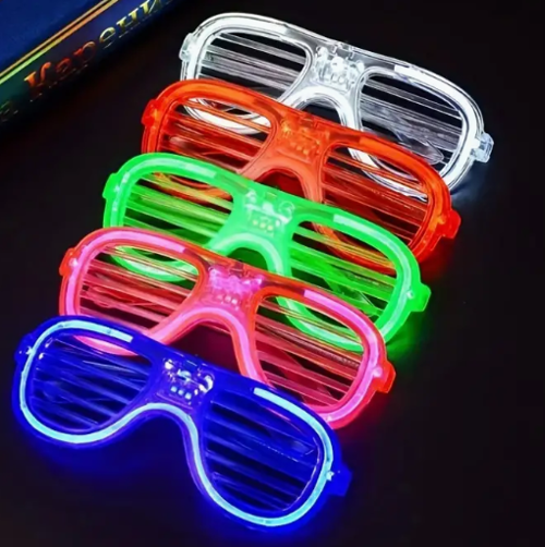 3 Stage LED Light Up Slotted Party Glasses Blue